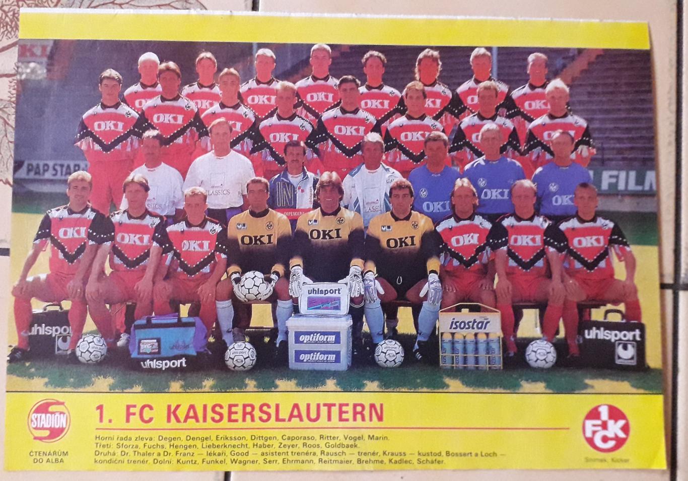 1. FC Kaiserslautern..Плакат формата А4 из журнала Stadion.
