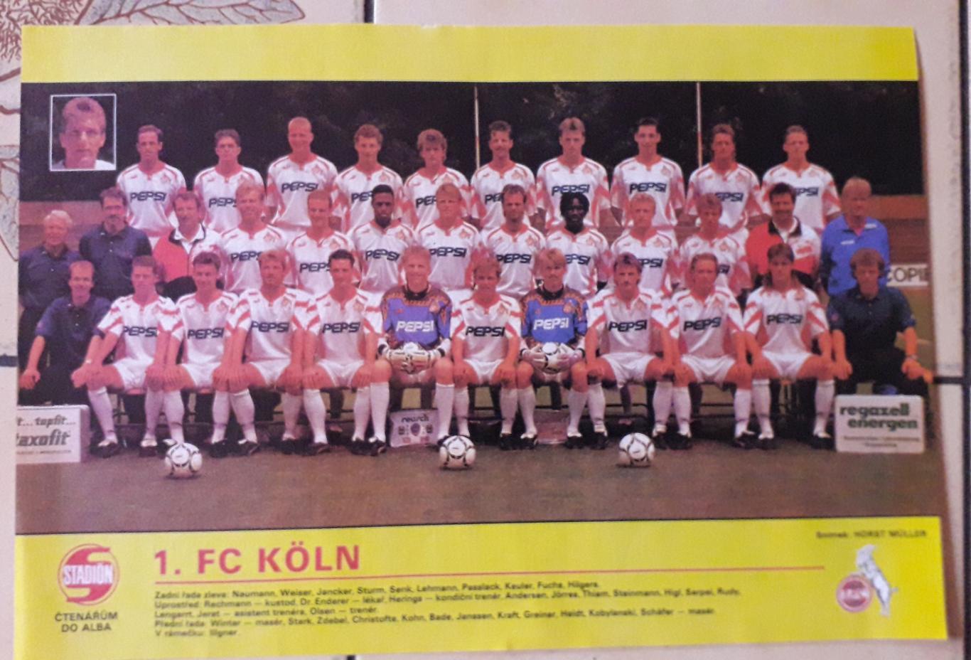 1. FC Koln.Плакат формата А4 из журнала Stadion.