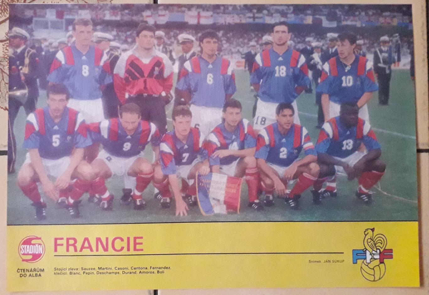 Francie EURO 1992. Плакат формата А4 из журнала Stadion.