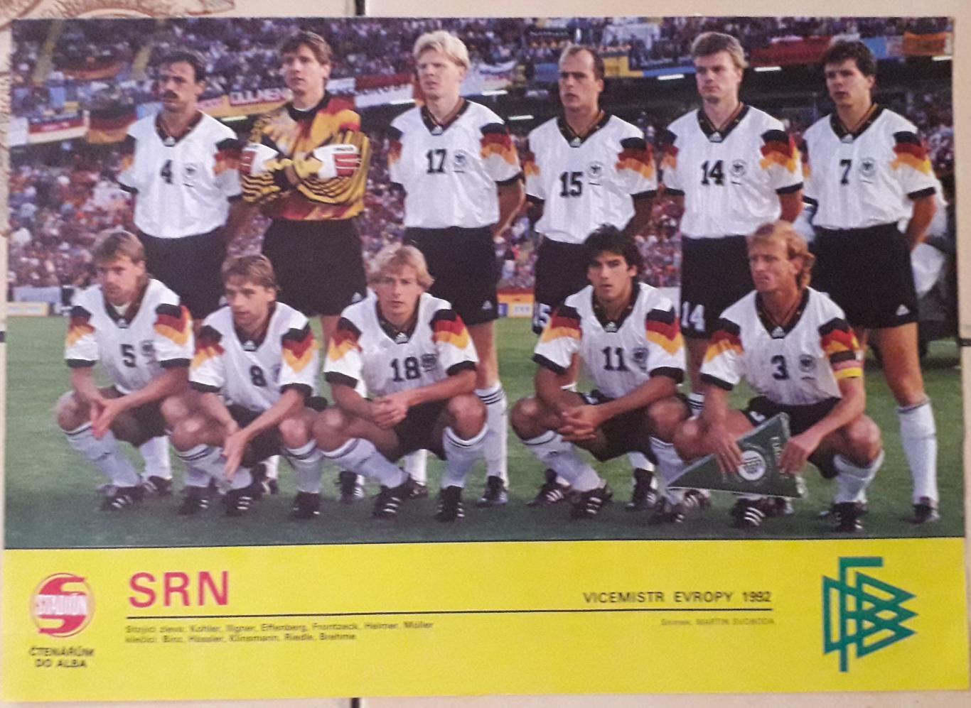 Germany EURO 1992. Плакат формата А4 из журнала Stadion.