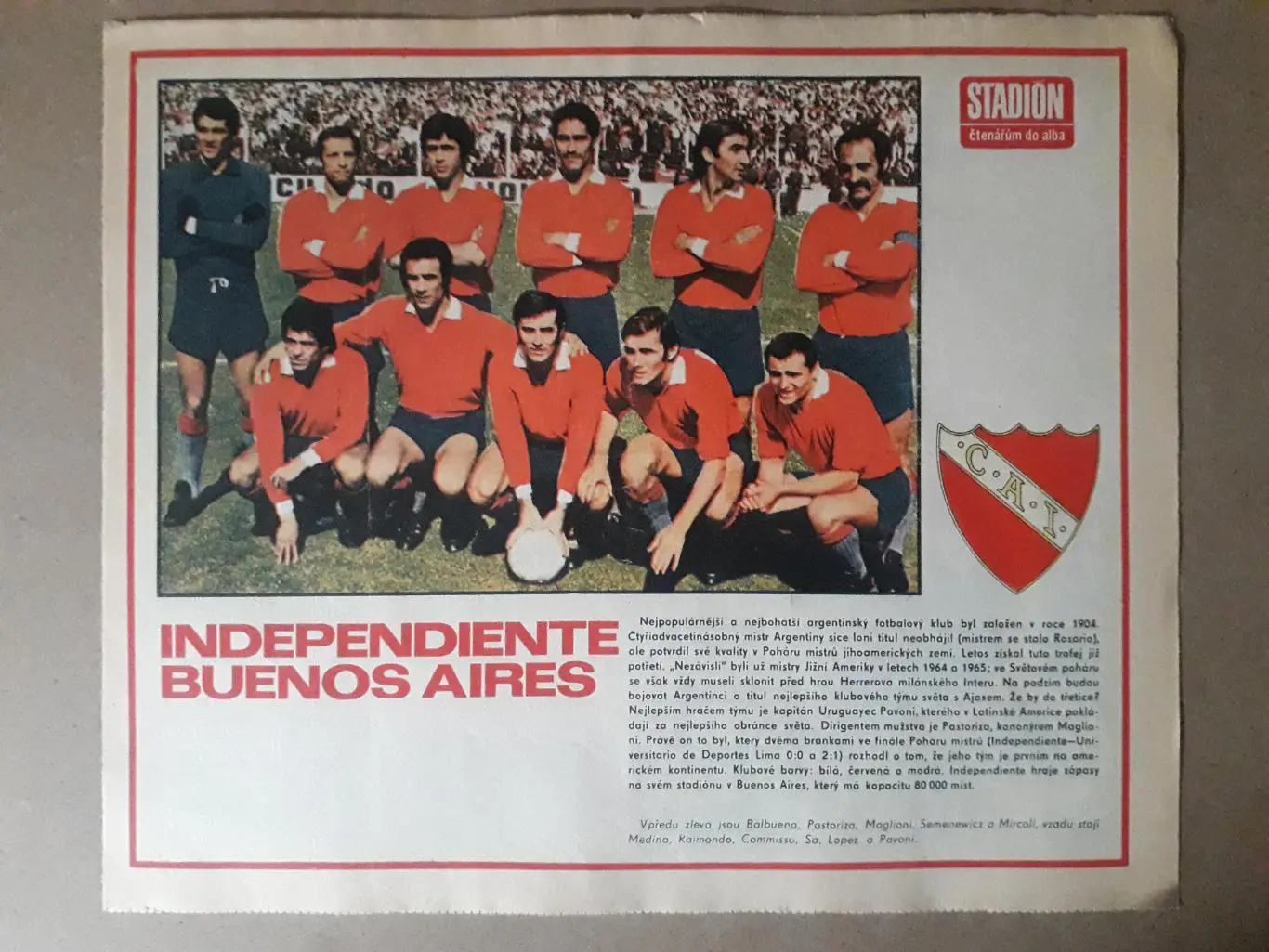 Постер из журнала Stadion- Independiente 1