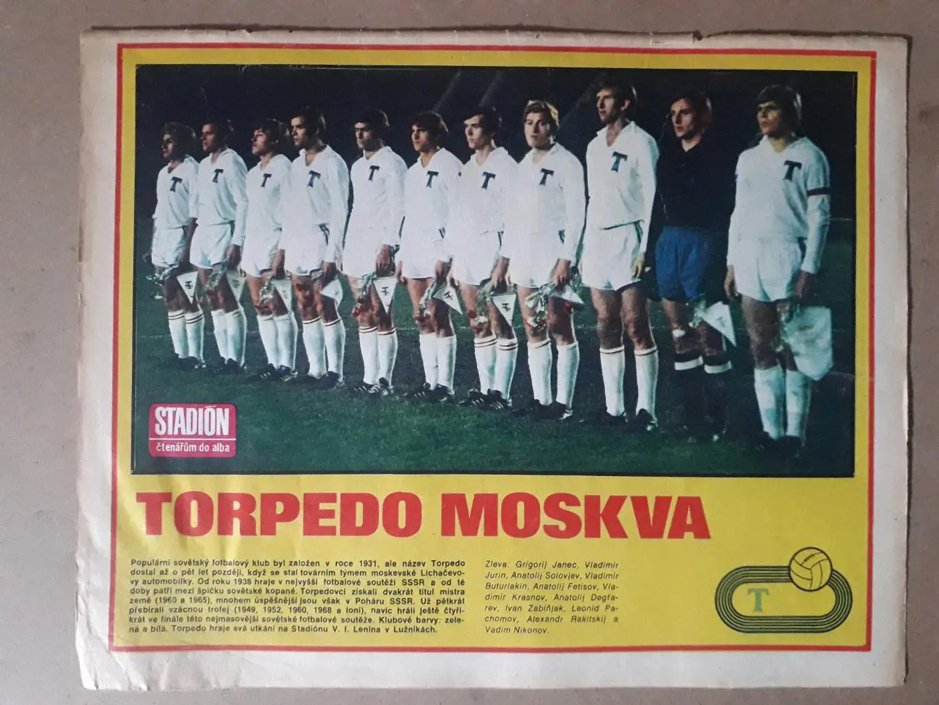 Постер из журнала Stadion- Torpedo Moskva