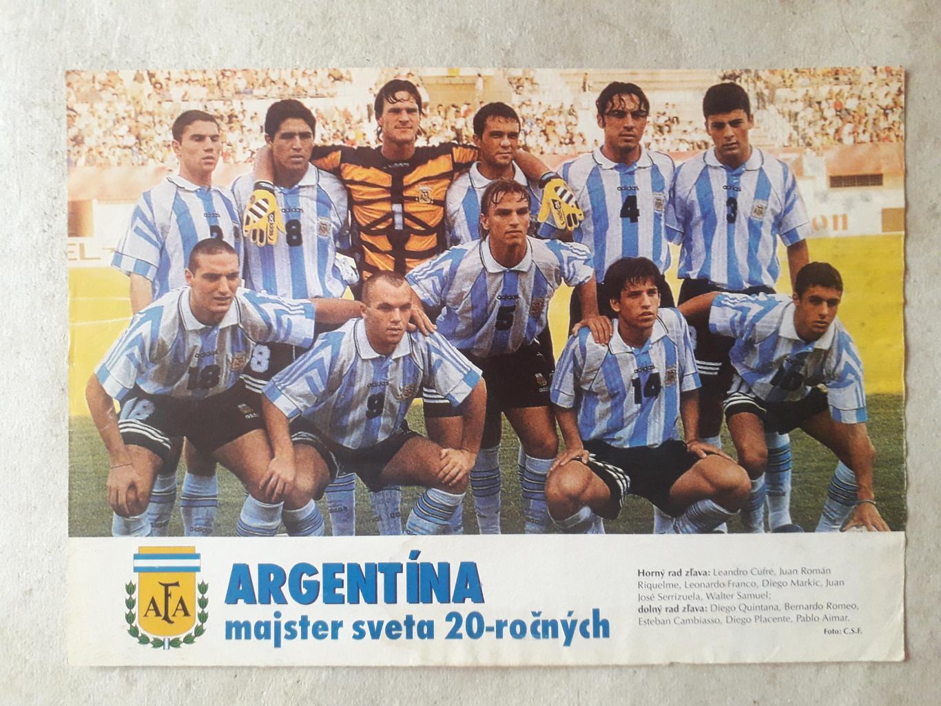 плакат A4 из журнала Futbal magazin- Argentina U-20