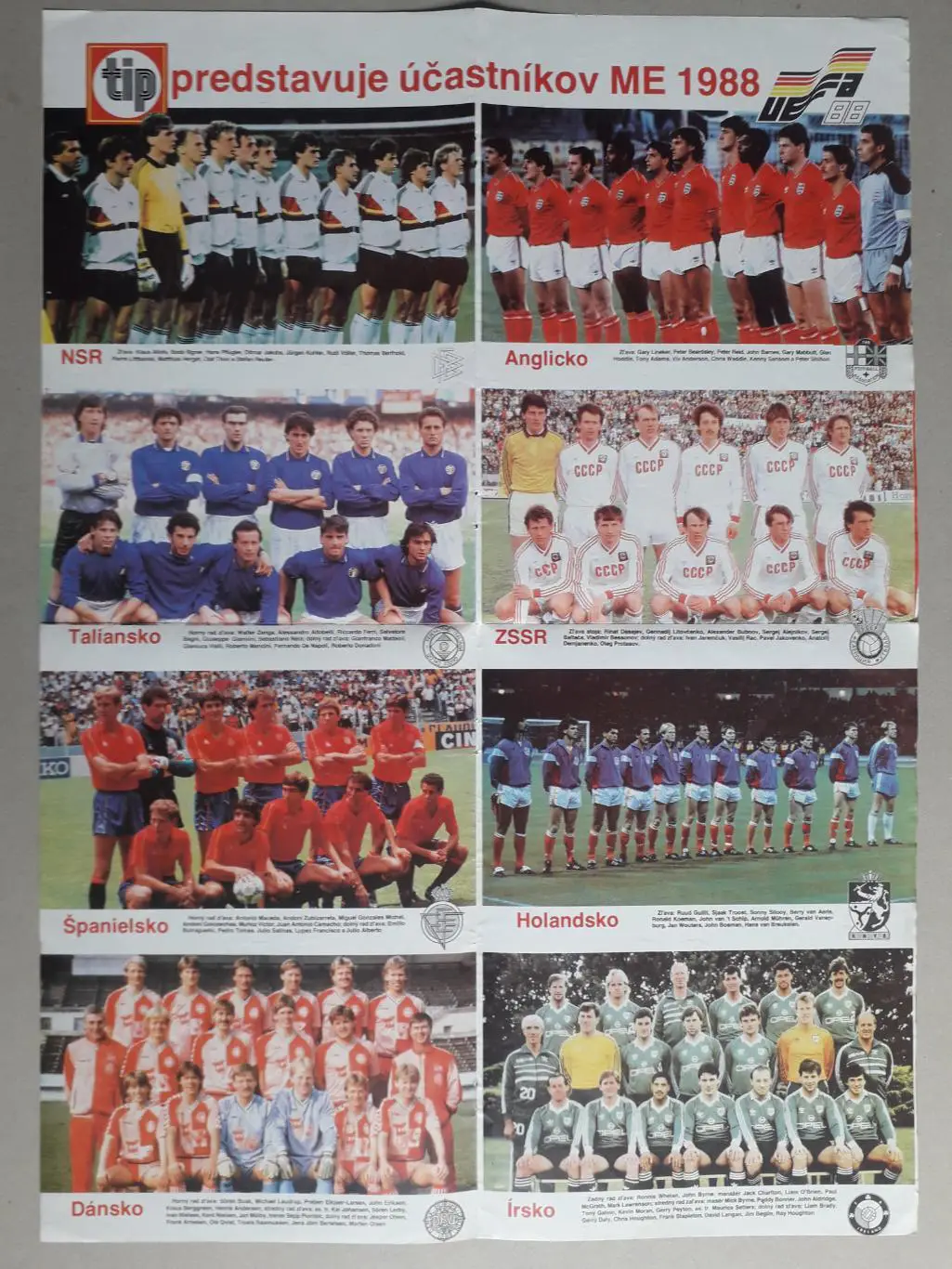Плакат двусторонний А2 - Участники ЕВРО-1988/R.Gullit