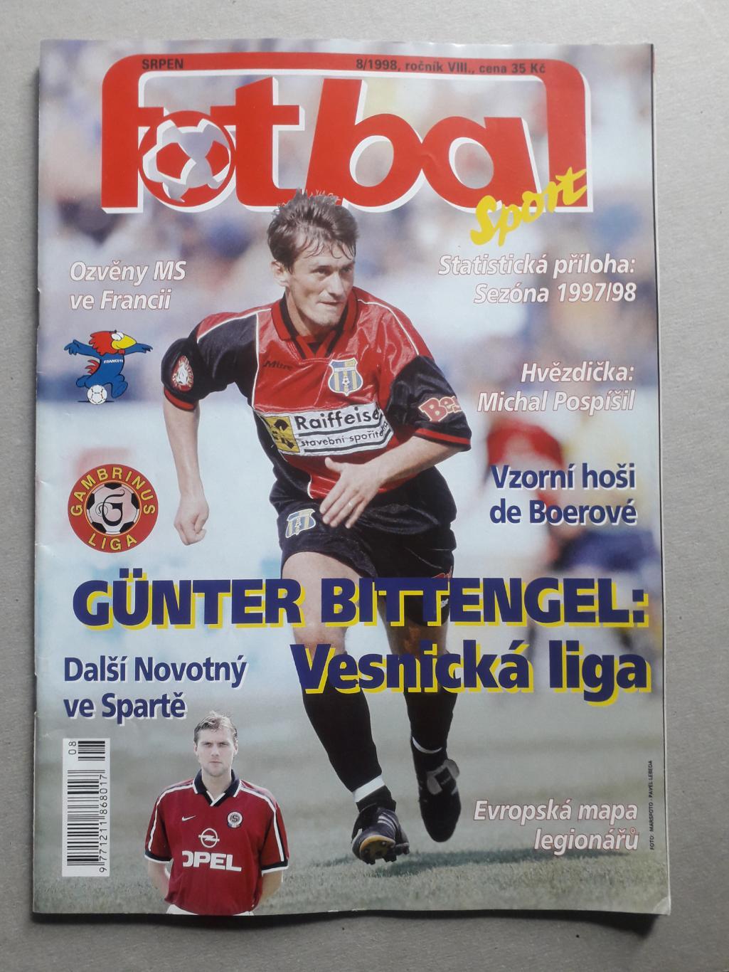 Fotbal Sport 8/1998 , Плакат А3 игрока отсутствует.