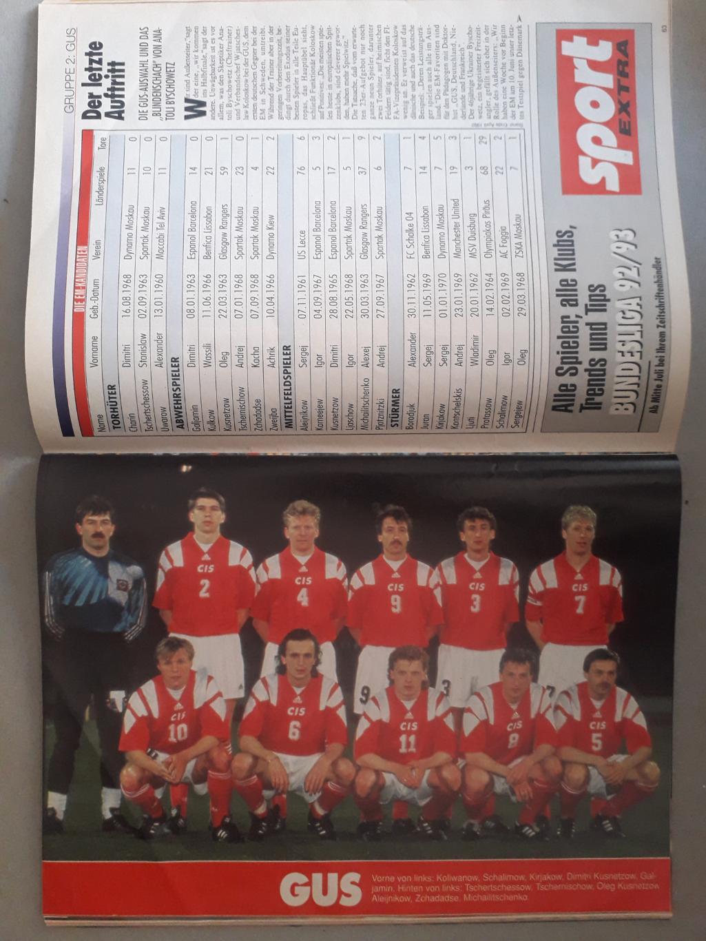 Fussball Sport EURO 1992 6