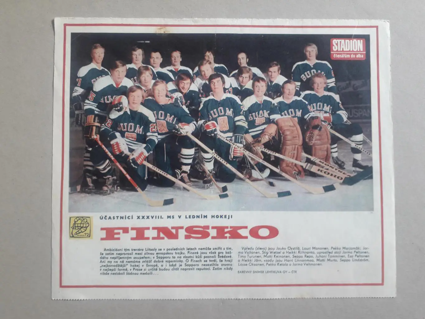 Плакат из журнала Stadion- Finsko