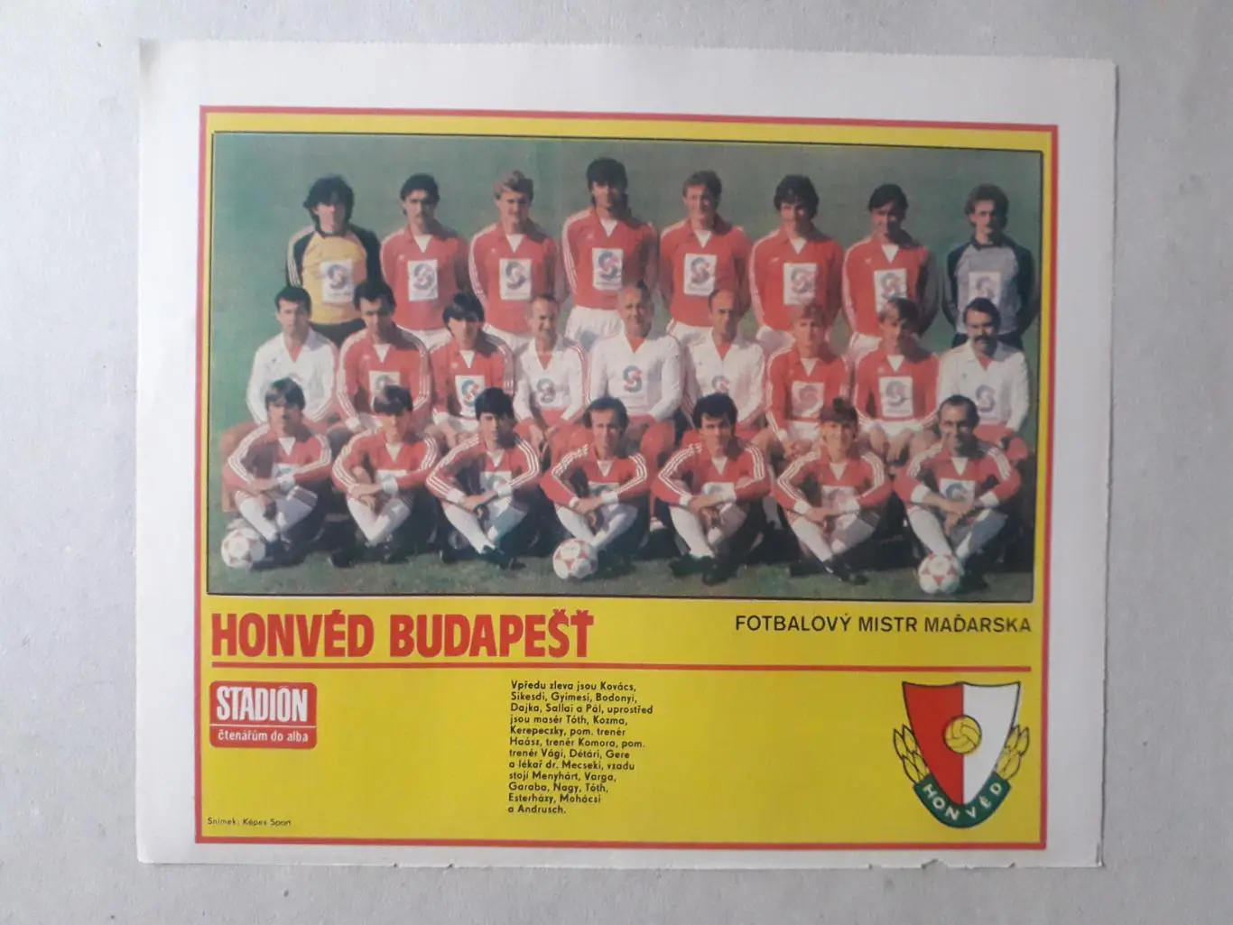 Журнал Stadion - Honved Budapest