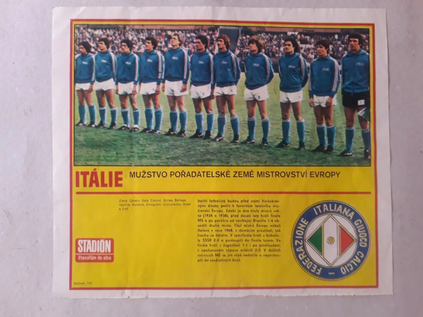 Плакат из журнала ,,Stadion- Italie