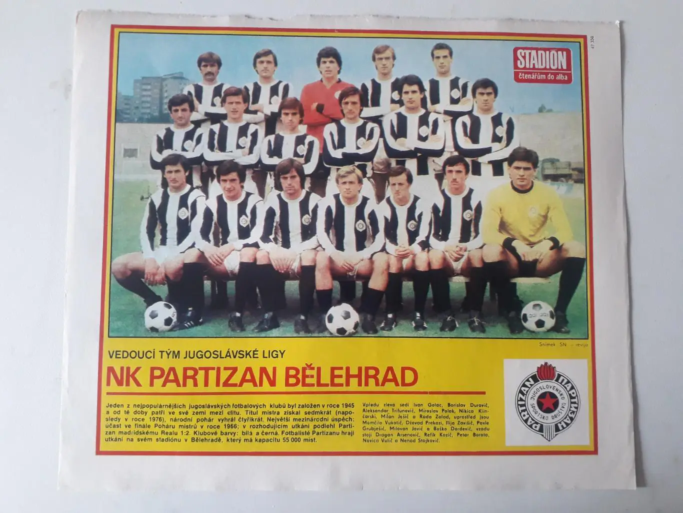 Плакат из журнала ,,Stadion- Partizan 2