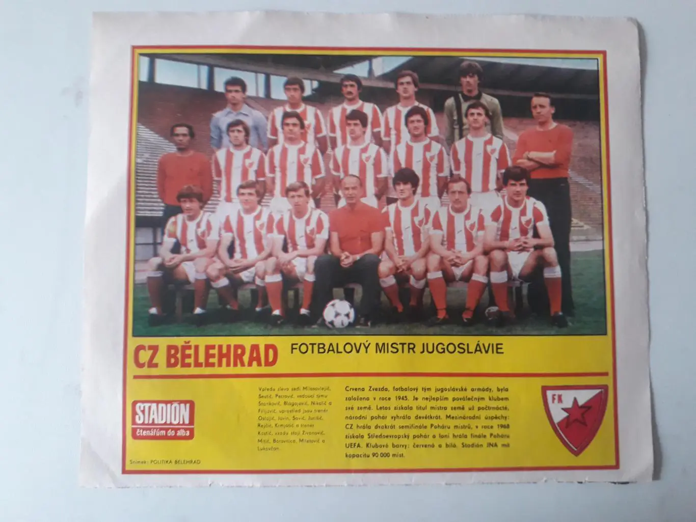 Плакат из журнала ,,Stadion- CZ Beograd