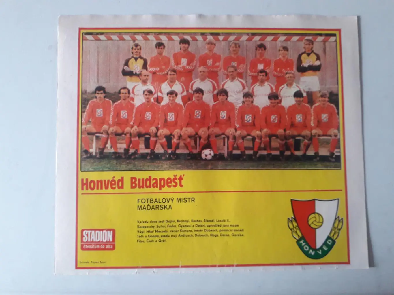 Плакат из журнала ,,Stadion- Honved 4