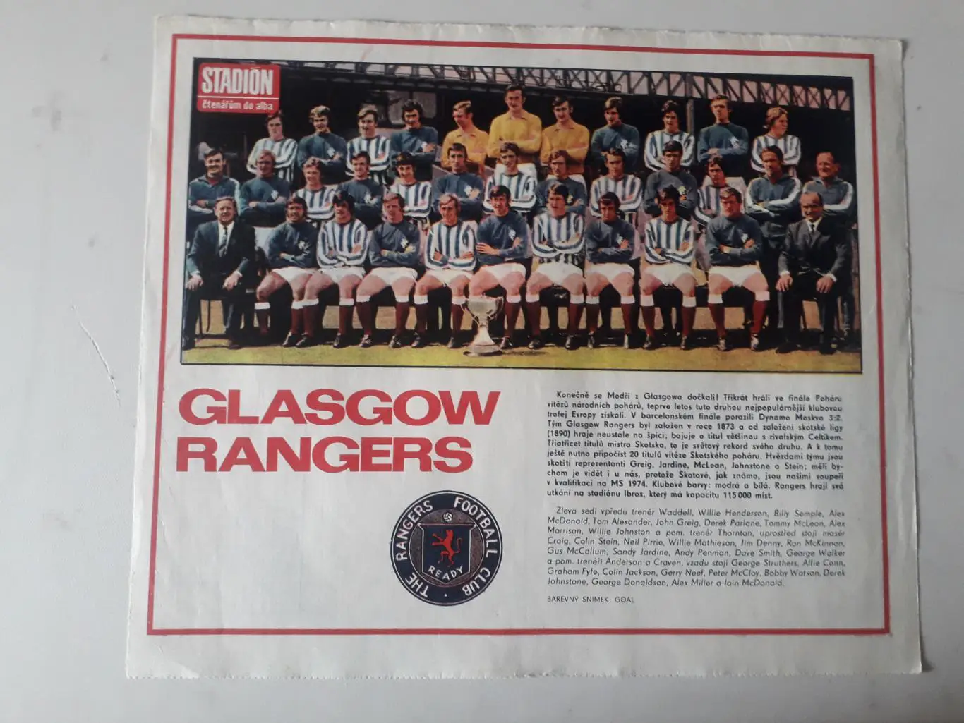 Плакат из журнала ,,Stadion- Rangers 2