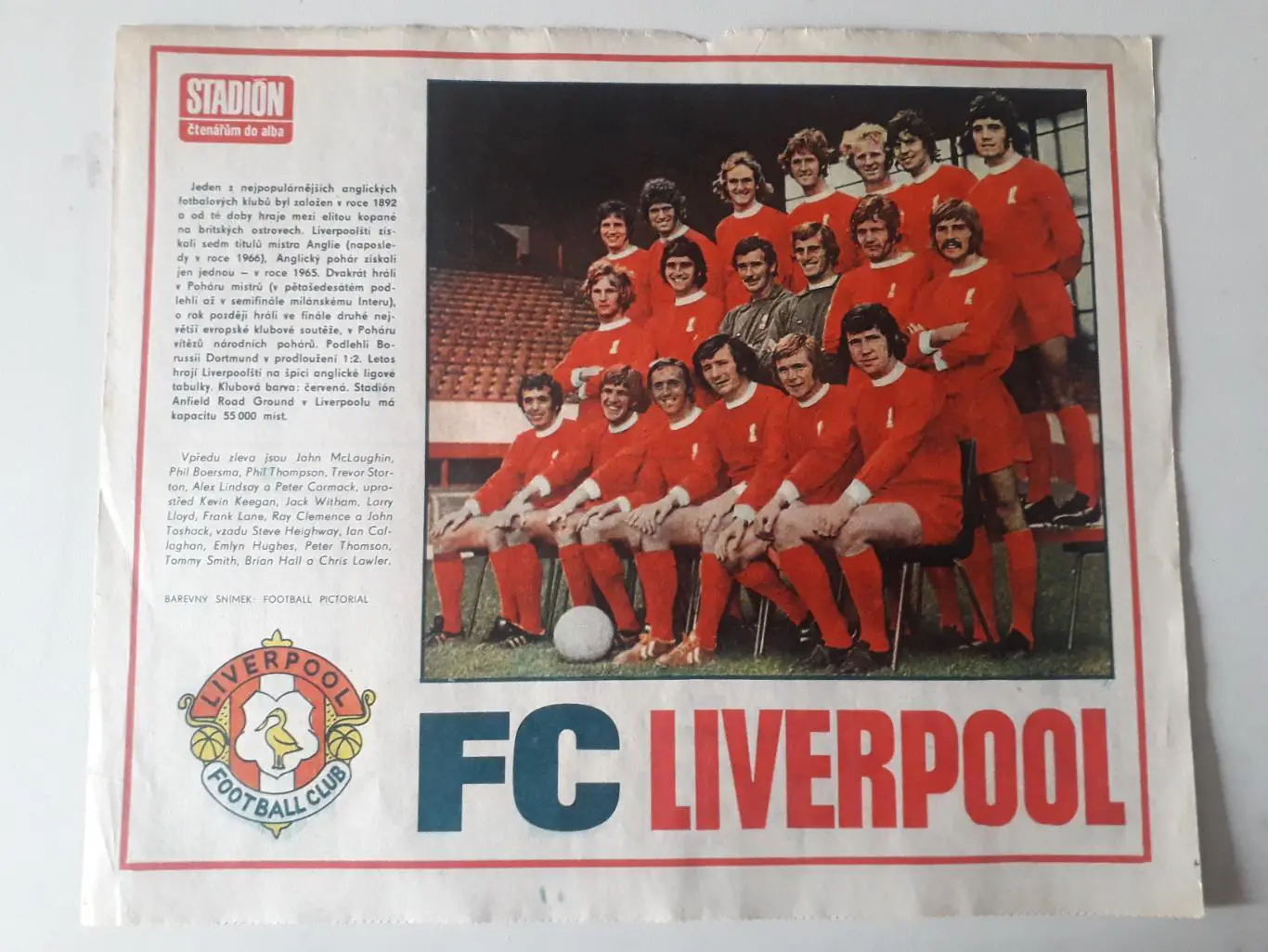 Плакат из журнала ,,Stadion- Liverpool 3