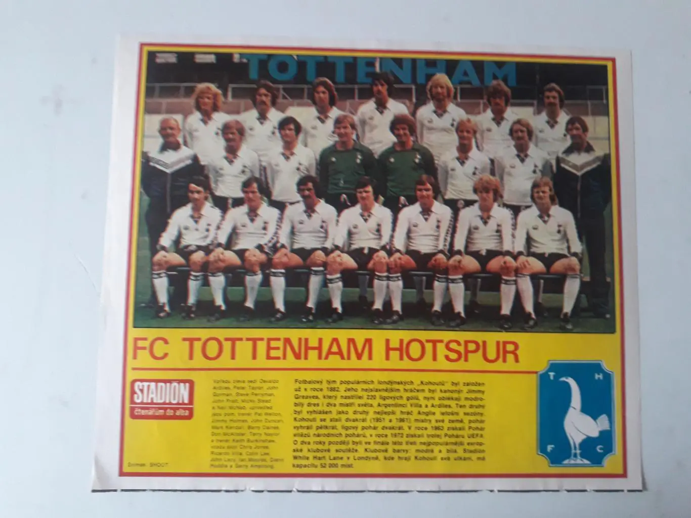 Плакат из журнала ,,Stadion- Tottenham