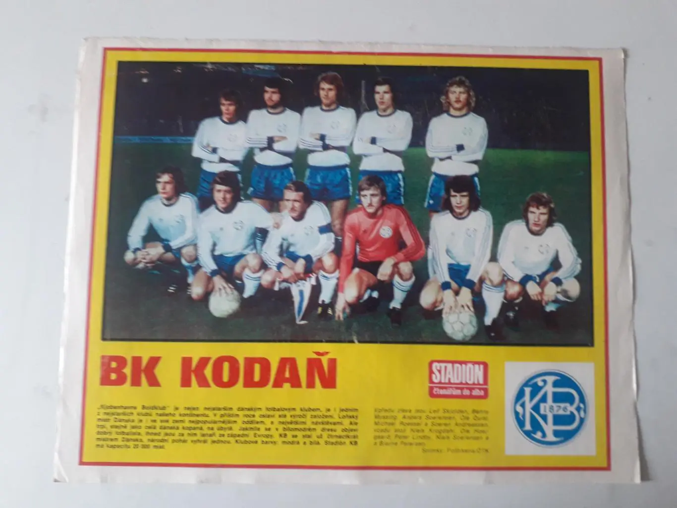 Плакат из журнала ,,Stadion- BK