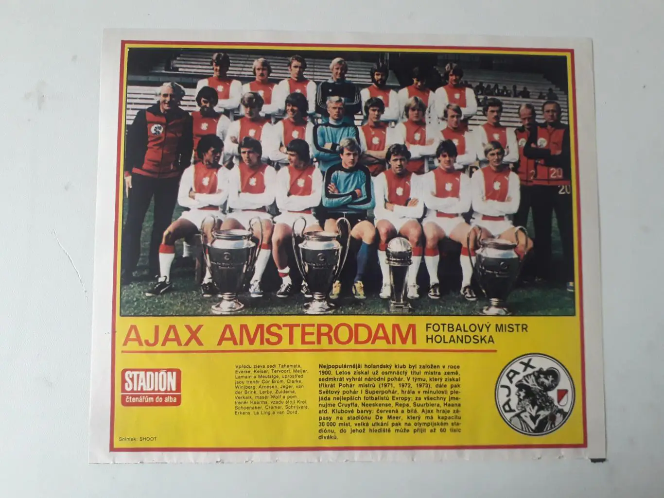 Плакат из журнала ,,Stadion- Ajax