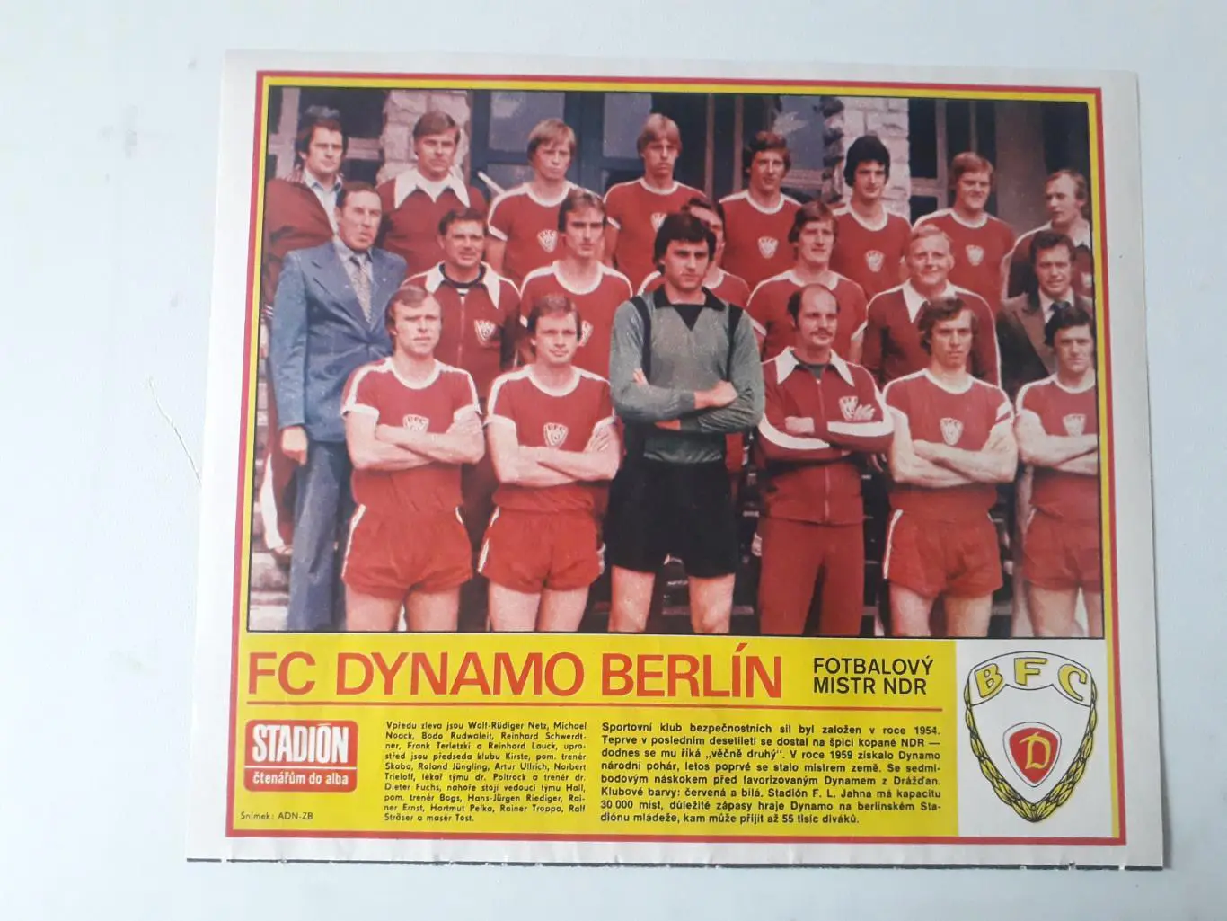 Плакат из журнала ,,Stadion- Dynamo Berlin 3