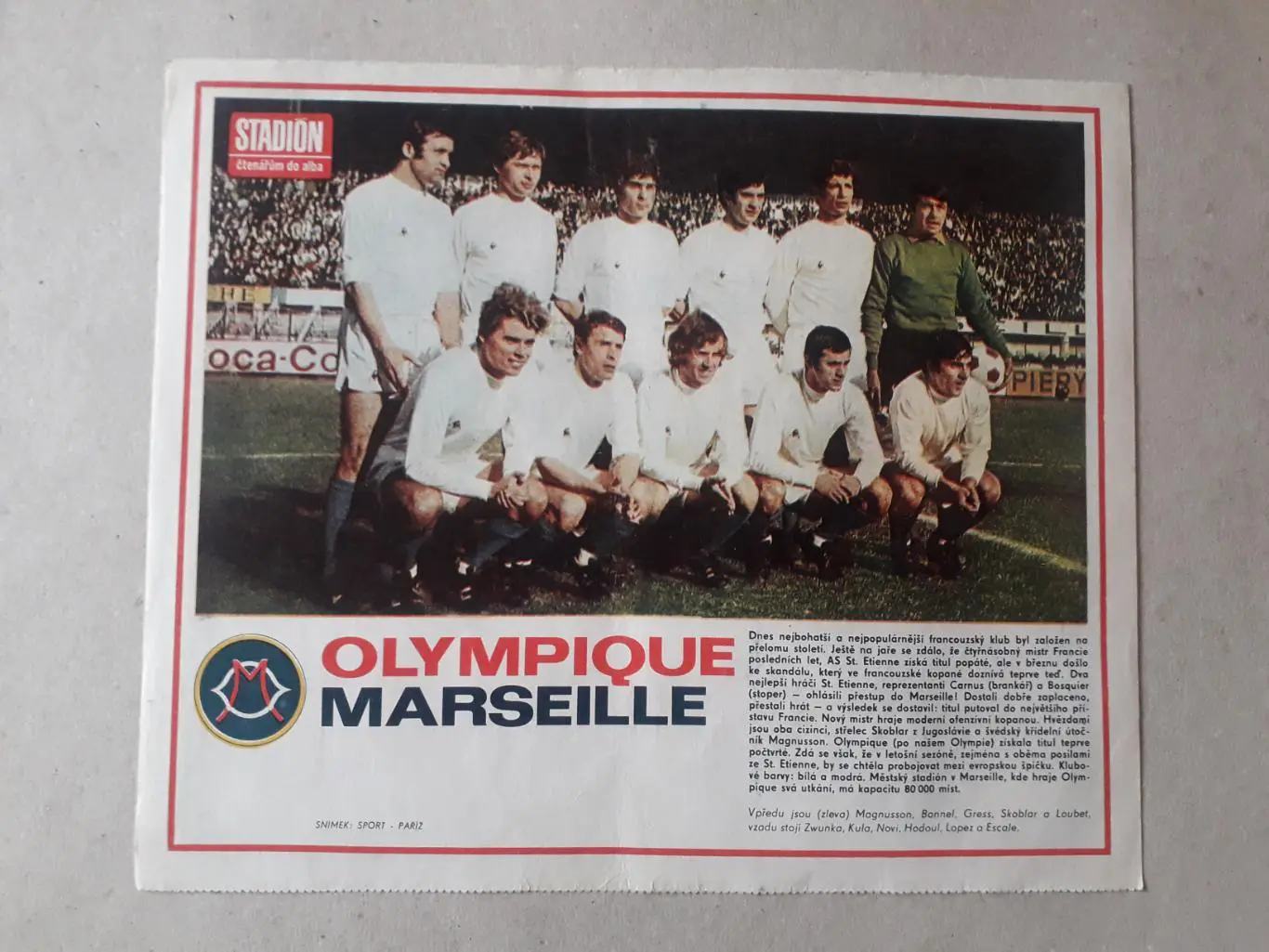 Постер из журнала ,,Stadion- Marseille