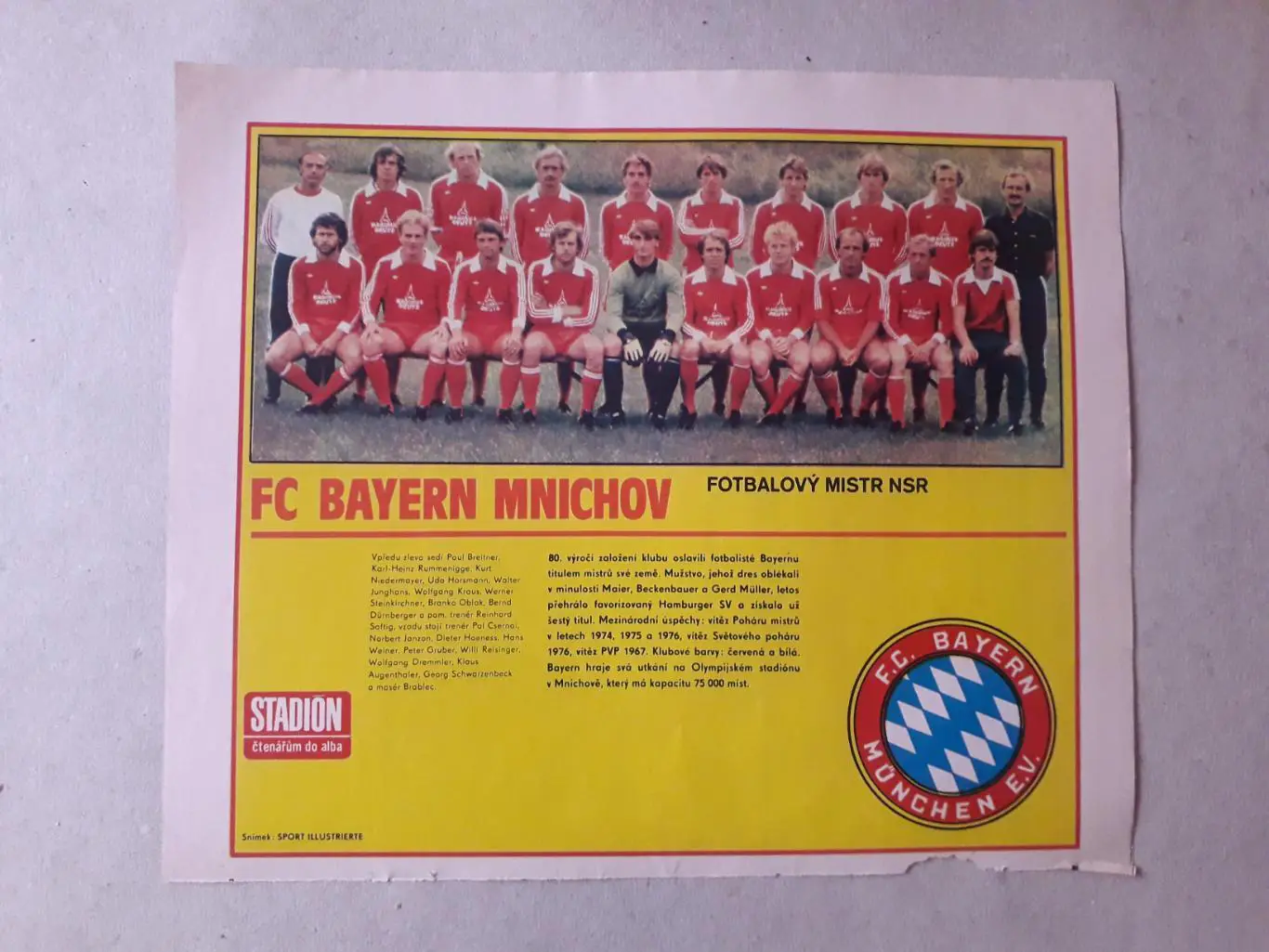 Постер из журнала ,,Stadion- Bayern