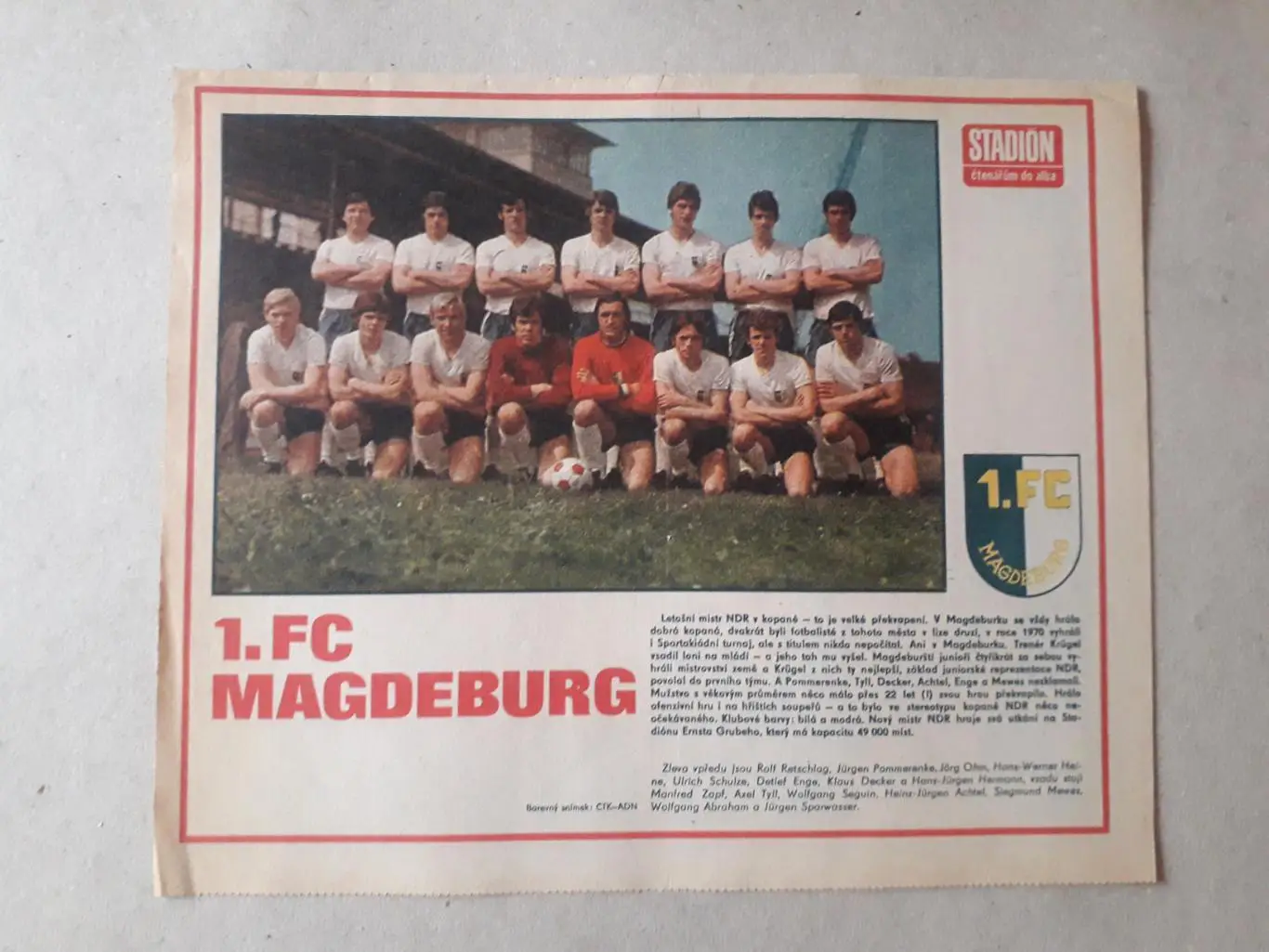 Постер из журнала ,,Stadion- Magdeburg 5