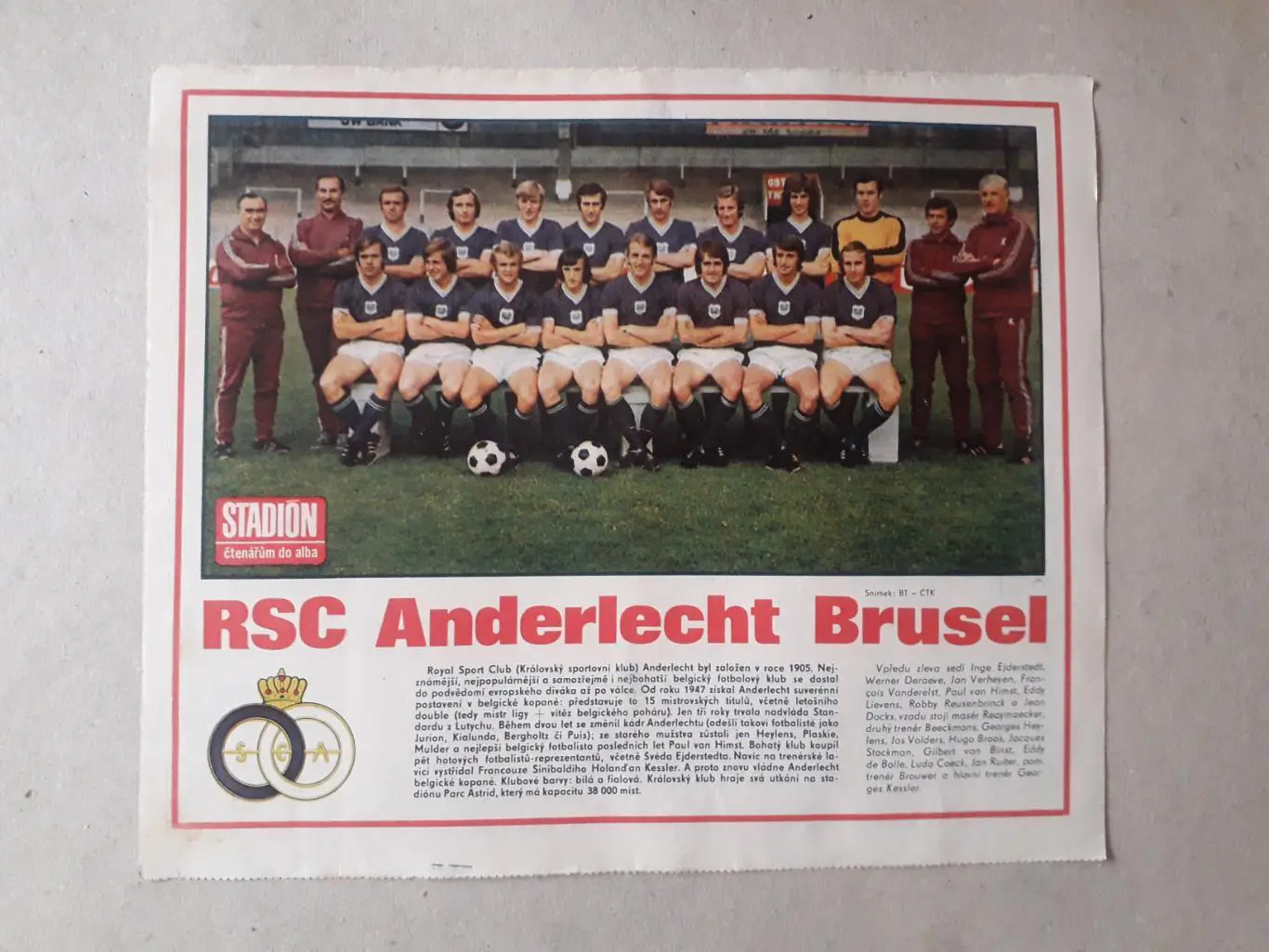 Постер из журнала ,,Stadion- Anderlecht