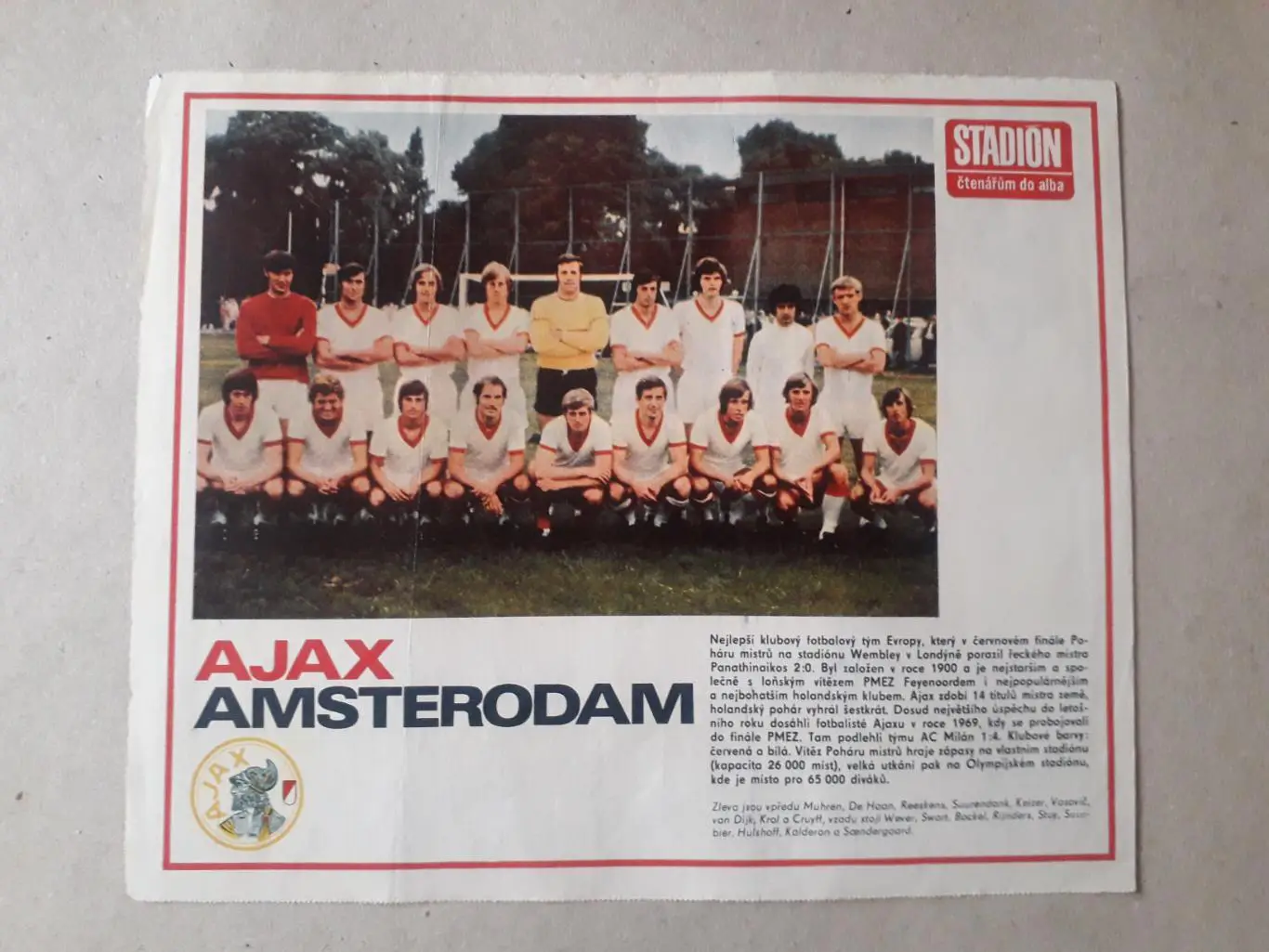 Постер из журнала ,,Stadion- Ajax 2