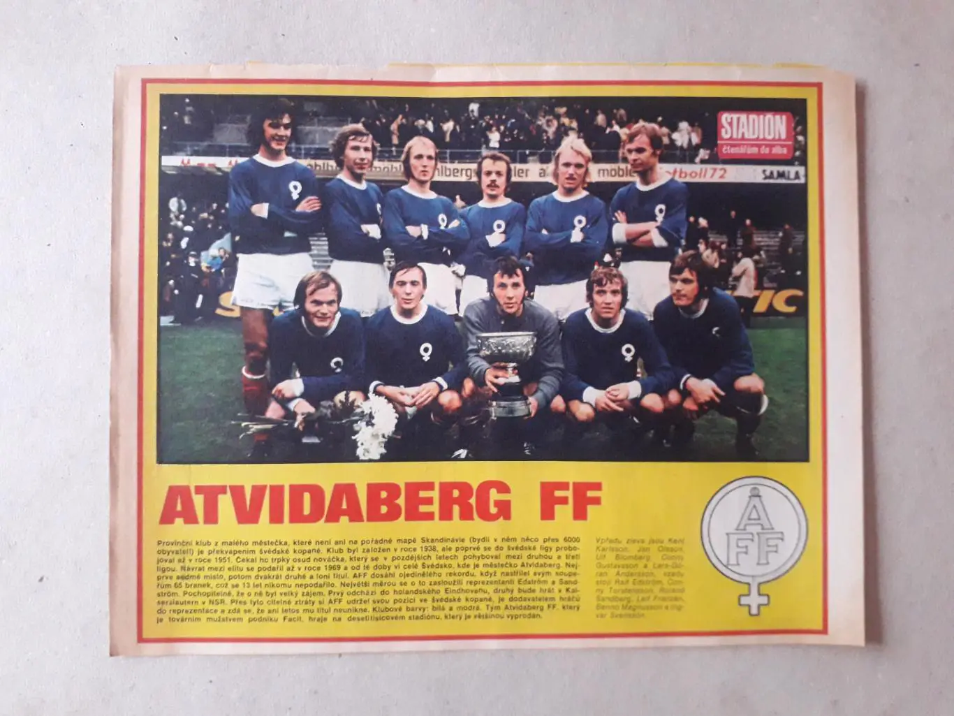 Постер из журнала ,,Stadion- Atvidaberg