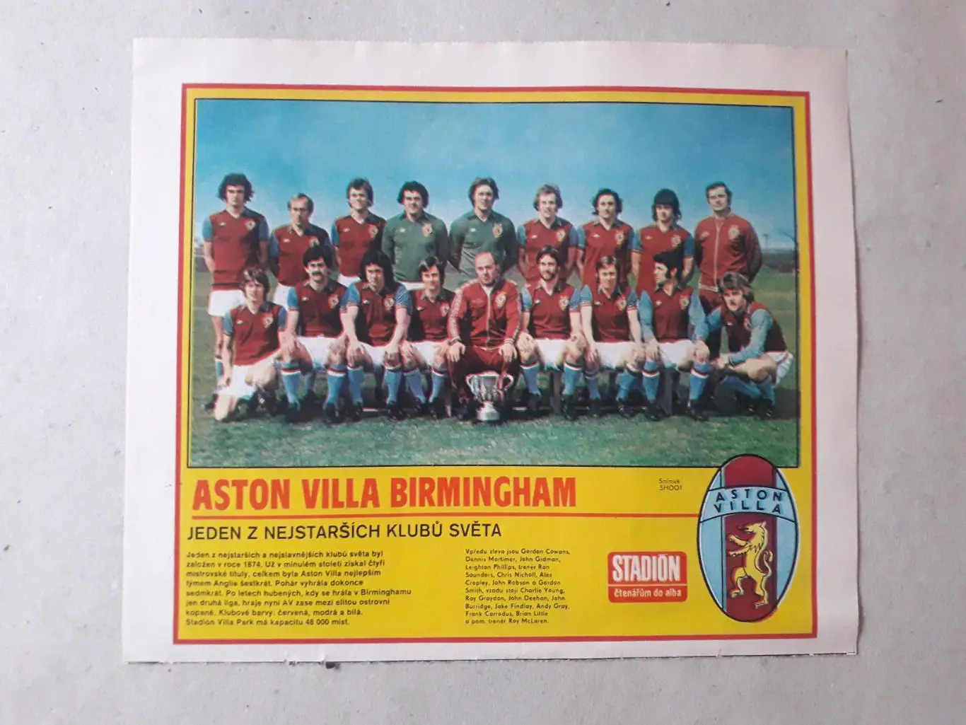 Постер из журнала ,,Stadion- Aston Villa 5