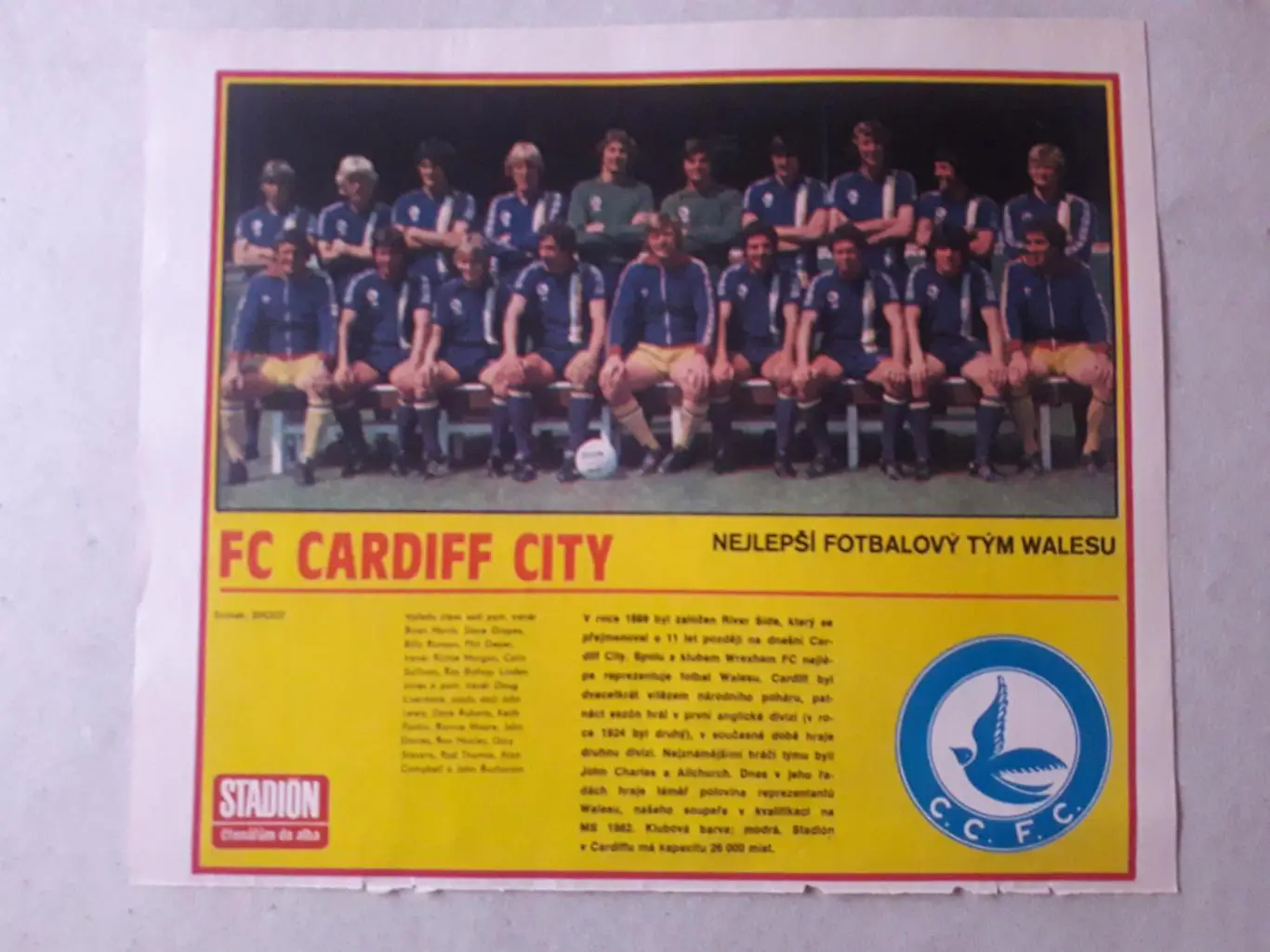 Постер из журнала ,,Stadion- Cardiff