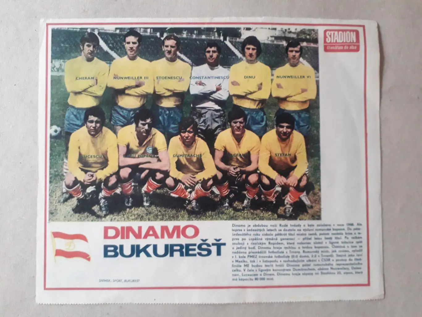 Постер из журнала ,,Stadion- Dinamo Bucurest 2
