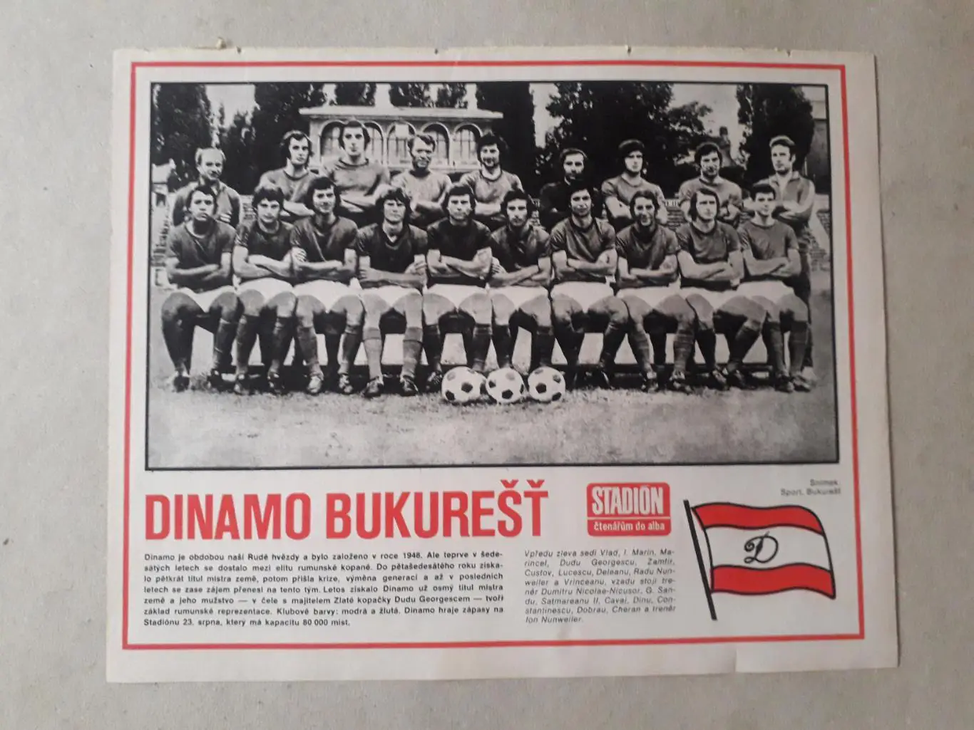 Постер из журнала ,,Stadion- Dinamo Bucurest 6