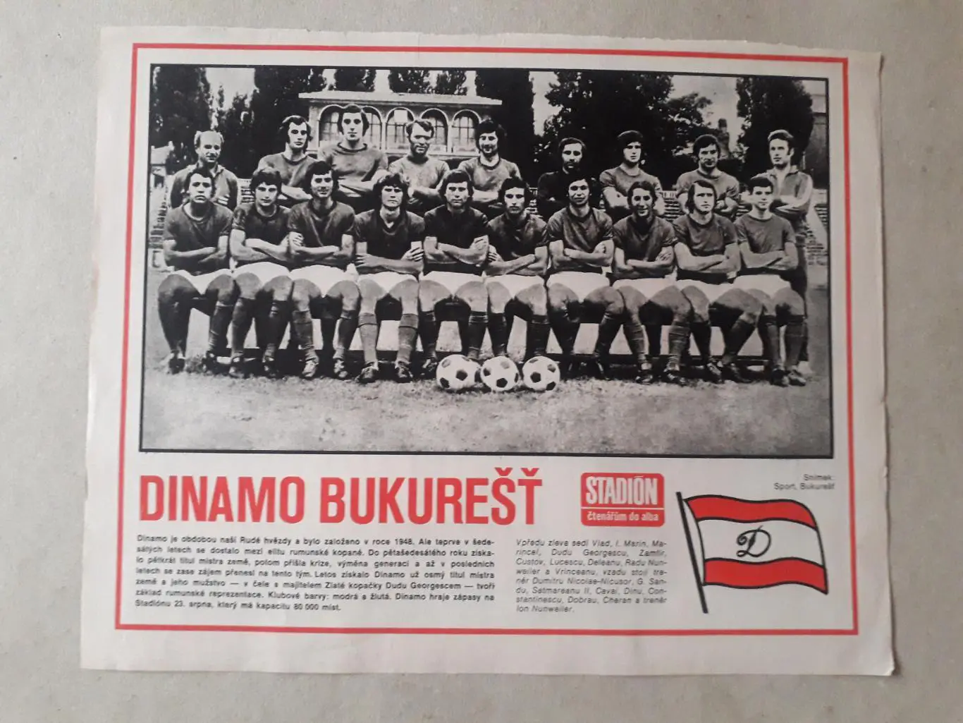 Постер из журнала ,,Stadion- Dinamo Bucurest 7