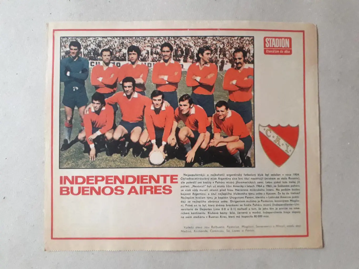Постер из журнала ,,Stadion- Independiente 4