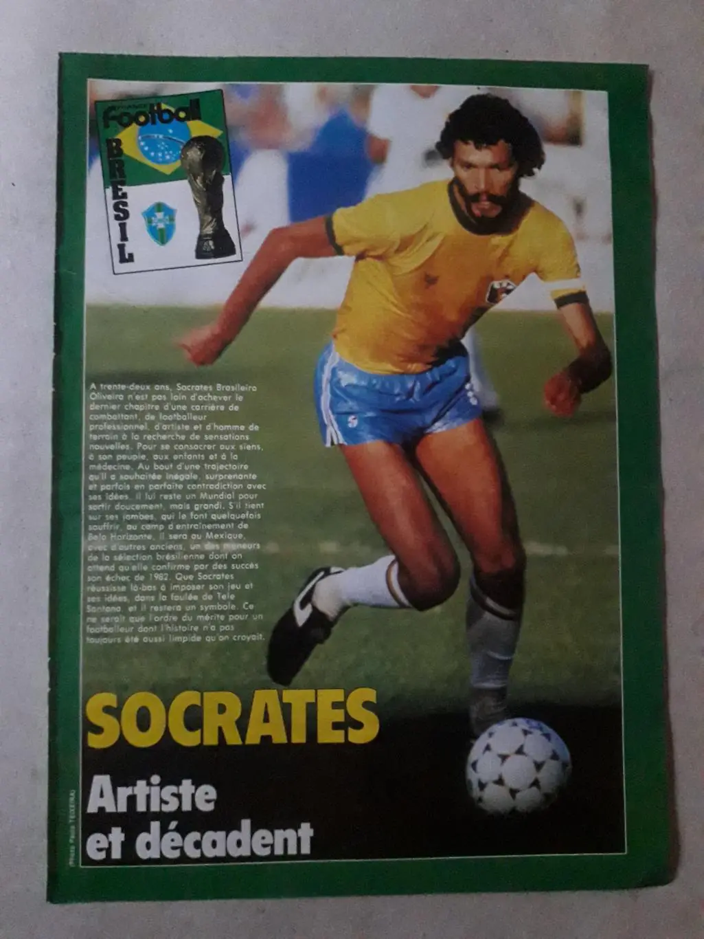 Плакат формата А3 из журнала France Football - Socrates