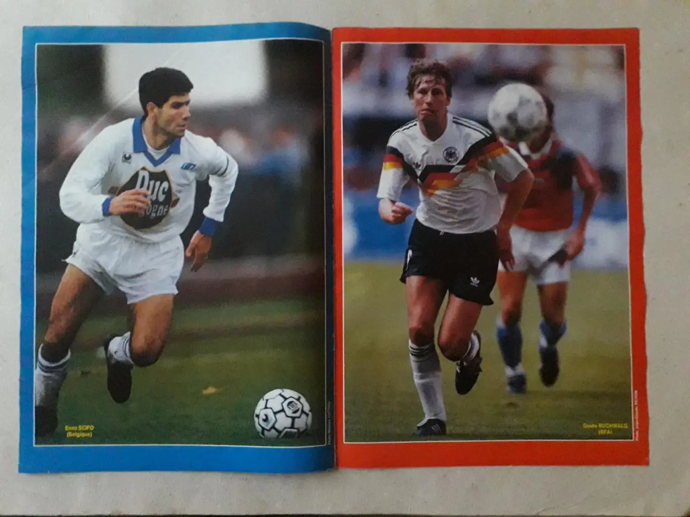 Плакат формата А3 из журнала France Football - Scifo, Buchwald, Aldridge