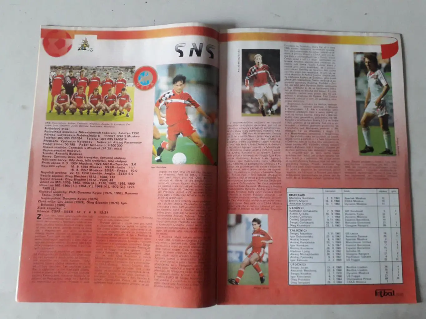 Fotbal sport 6/1992 6