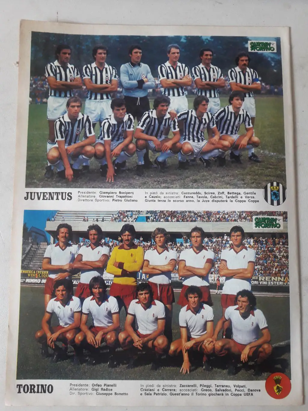 Двосторонній плакат A4, A5 -Udinese, Torino, Juventus 1979/80 1