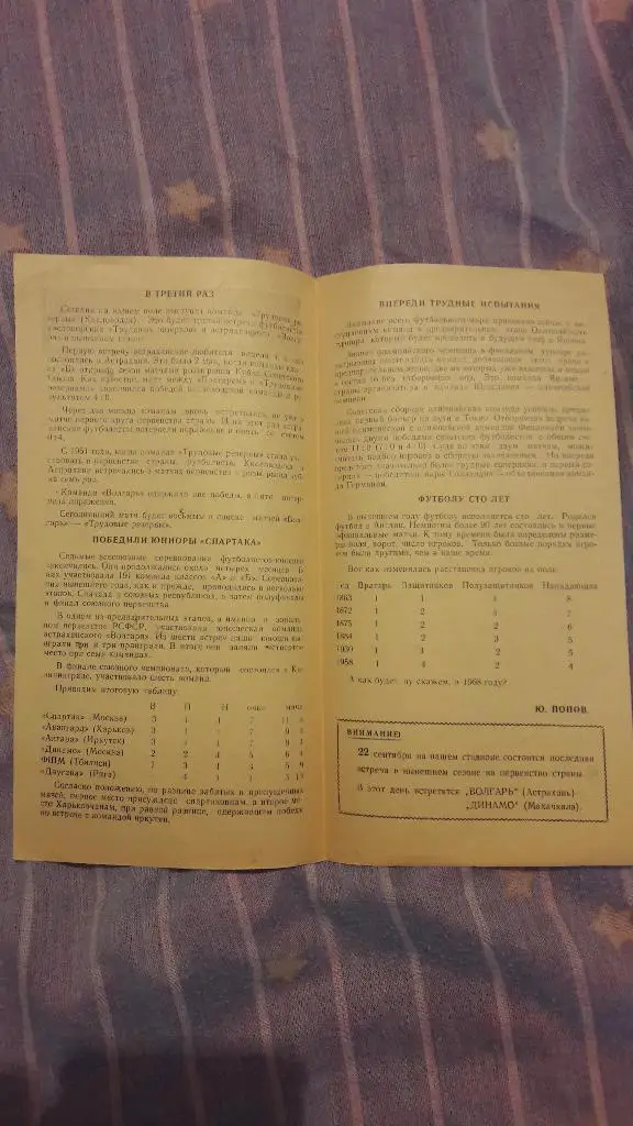 РАСПРОДАЖА! Волгарь (Астрахань) - Трудовые резервы (Кисловодск) _ 15.09.1963 1