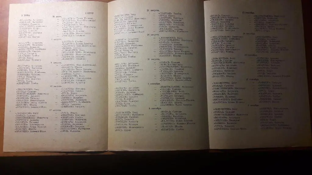 Волгарь (Астрахань) - календарь игр 1966 год (второй круг) 1