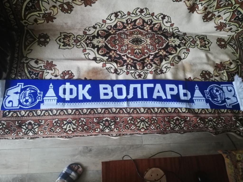 Шарф с эмблемой ФК Волгарь (Астрахань) Бело-синий
