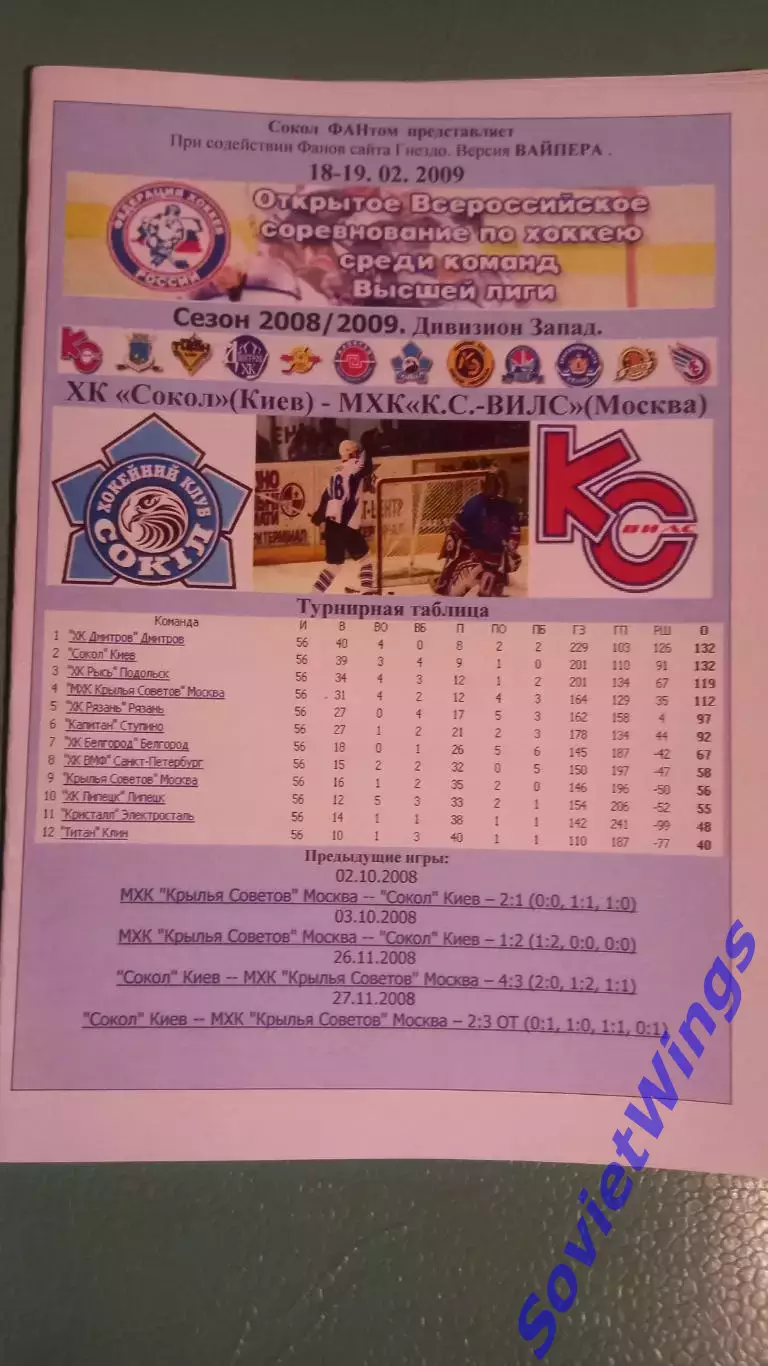 Сокол-Крылья Советов 18,19.02.2009
