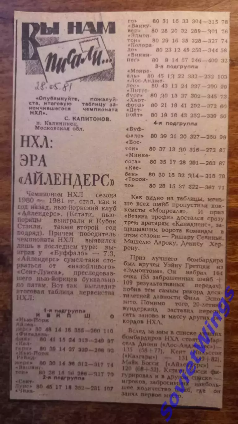 .НХЛ 1981 эра Айлендерс