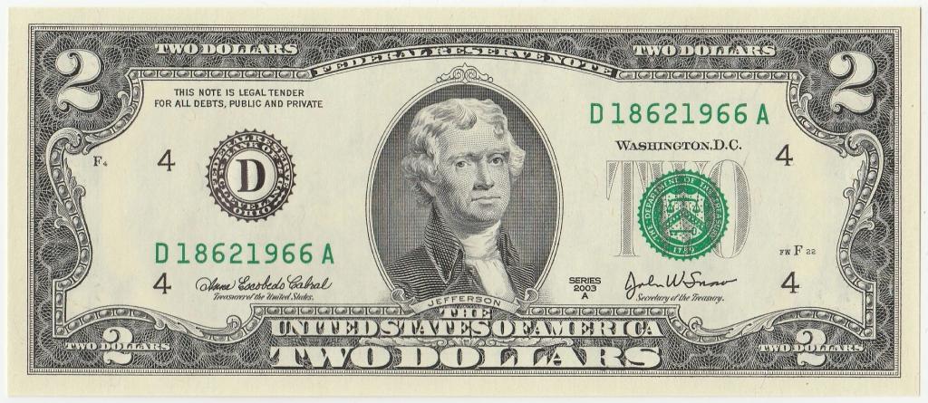 2$ доллара 2003 г. UNC Номер - Год рождения 1966г.