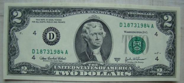 2$ доллара 2003 г. UNC Номер - Год рождения 1984г.