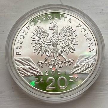 Польша 20 злотых 2001 год Животные мира: Махаон серебро пруф 2