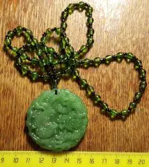 Амулет-кулон Натуральный модный зеленый нефрит резной -дракон Kylin PiXiu