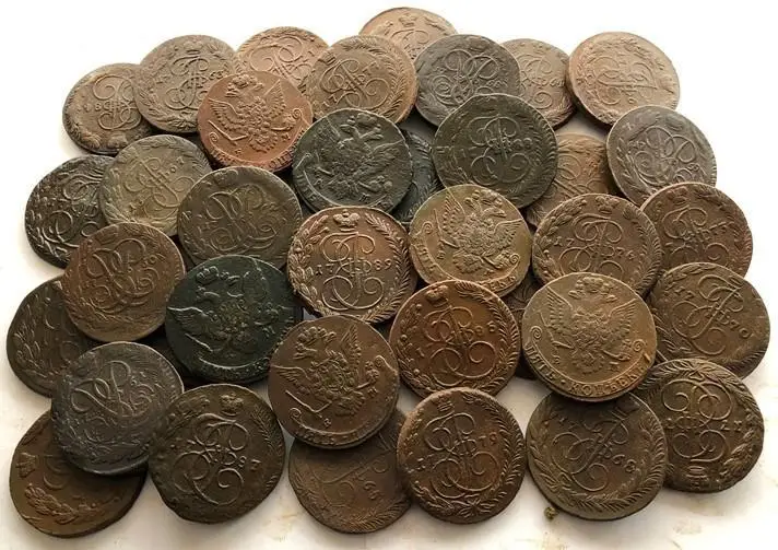 39шт. Пятаков Без повтора. от Елизаветы до Екатерины 1758 - 1796гг. Есть редкие.