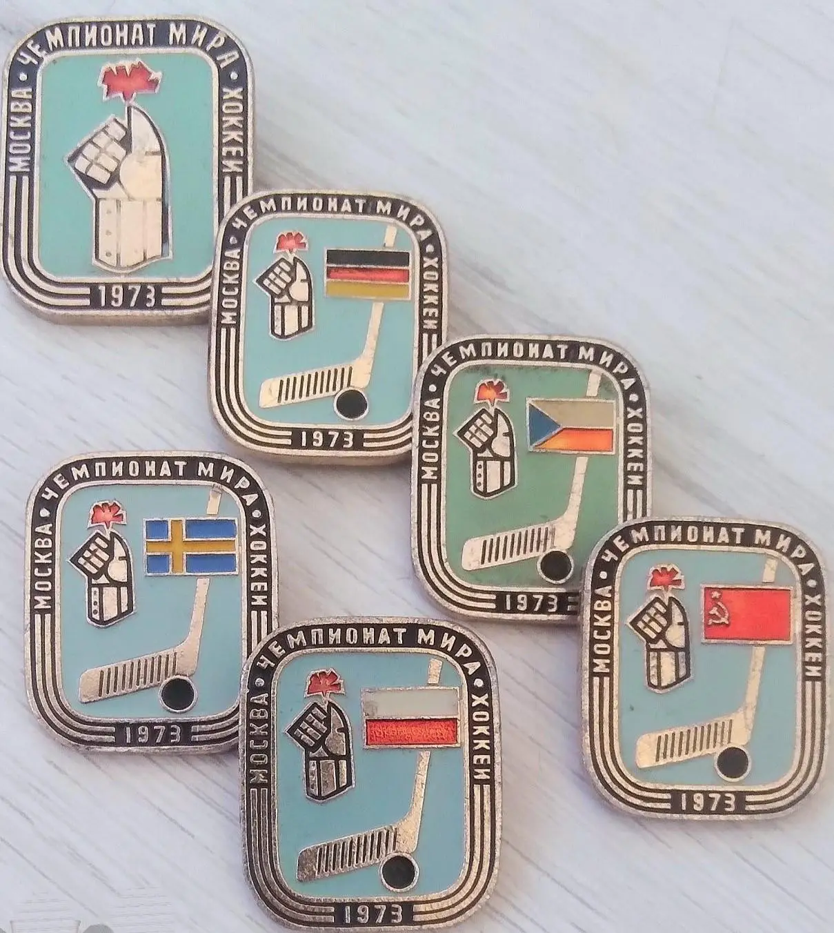 Значки Набор Хоккей Москва чемпионат Мира 1973