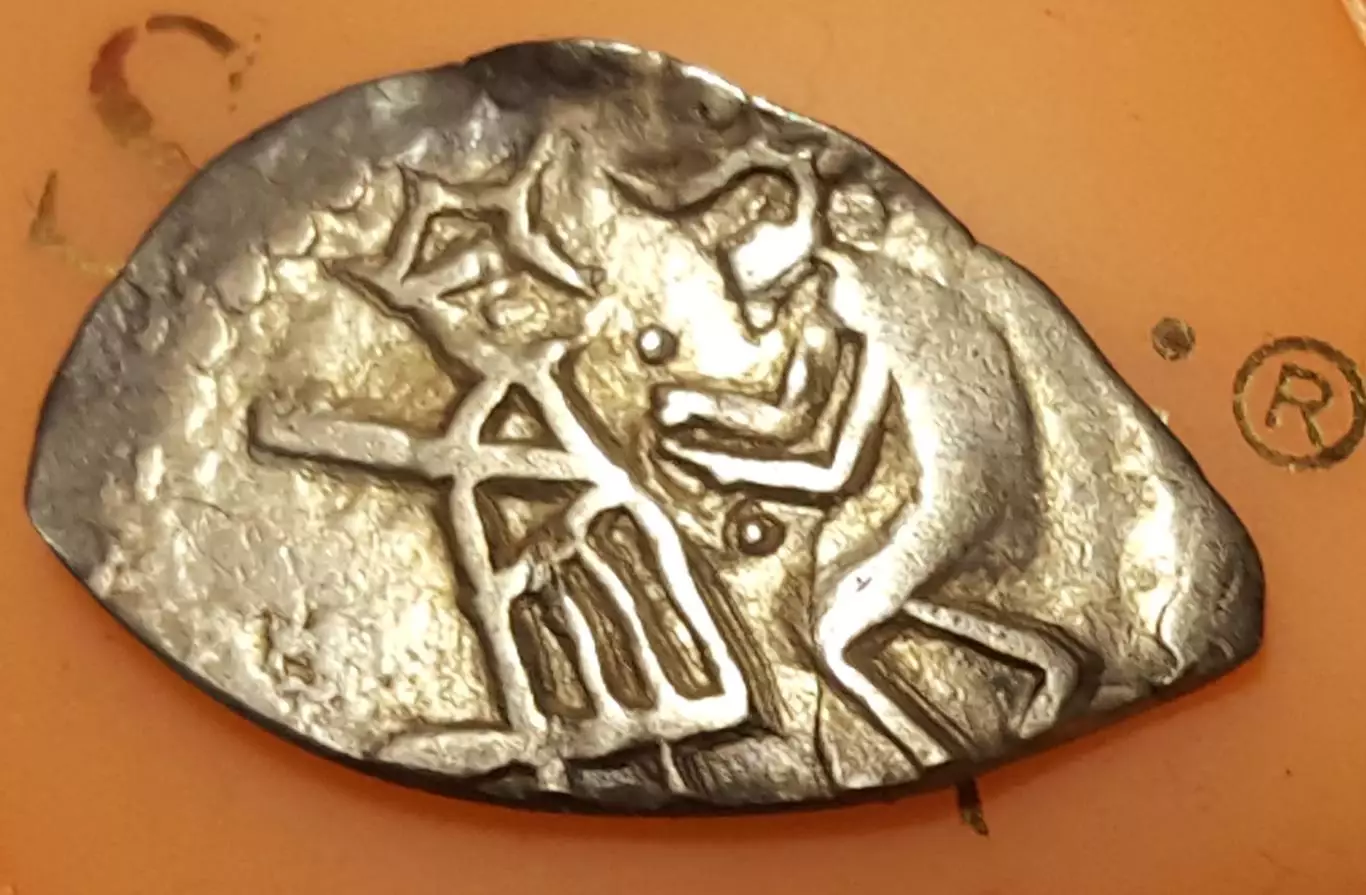 Денга 1420-1478. Великий Новгород. Сцена оммажа удельная Редкая. 1